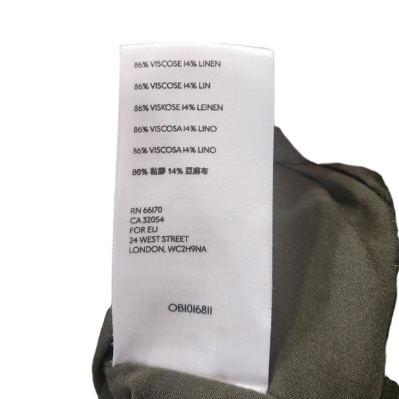 Anthropologie Nicole Linen Blend Green Puff Sleeve Shirt Dress - Picture 6 of 11